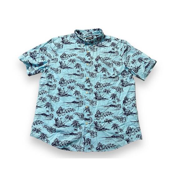Chaps Ralph Lauren‎ Hawaiian Camp Shirt Men’s Sz XXL Blue Tropical Print - Picture 1 of 6
